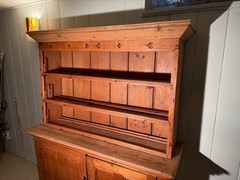 Antique Irish Step Back 2 Piece Pine Hutch