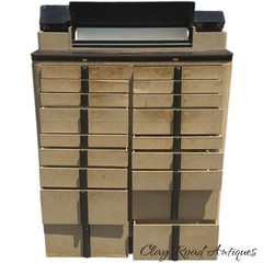 Vintage art deco dental medical collectors cabinet 18 drawers industrial 1940
