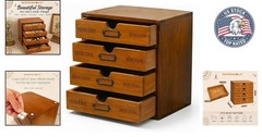 Pre-Assembled 4 Drawer Stackable Wood Storage – Elegant Organizer for Desktop