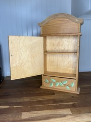 Vintage Wood Counter Top or Hanging Cabinet Hand Painted Apple Pear Fruit Vines