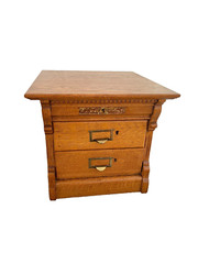 Antique Wabash File Cabinet Tiger Oak Two Letter Size Drawers Paneled Sides