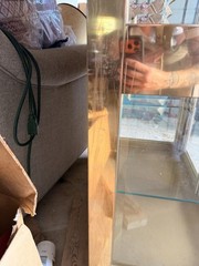 1970’s Mastercraft Vitrine 7ft Brass Wood Smoky Glass Curio Display Cabinet