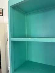 Vintage Wood Free standing Cabinet Turquoise End Cap 50’s Right Side 70in