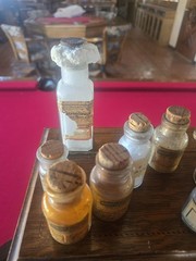 Solid Wood Antique Apothecary Cabinet Box Portable Medicine Chest Glass Bottles