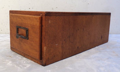 Vintage Antique Oak Single Drawer Card Catalog Index File Cabinet Solid!