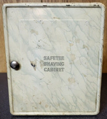 Vintage Safetee Shaving Cabinet Wall Mount Shaving Brush, Gillette Razor, Blades