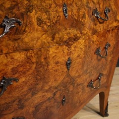Lombard commode dresser 3 drawers inlaid Louis XV style marble 20th century