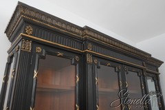 72980: HICKORY WHITE Regency Black & Gold Breakfront Bookcase