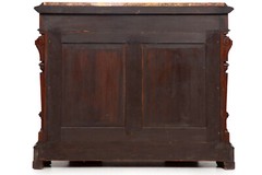 Renaissance Revival Walnut and Marble Cabinet w/ Bronze Clodion Plaque