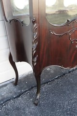French Early 1900s Tall Heavy Carved China Closet Display Cabinet Cupboard 3538