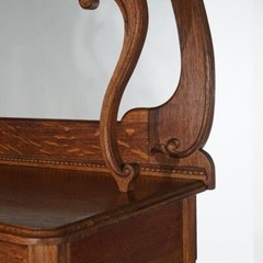 Antique RJ Horner School Carved Oak Swell Front & Mirrored Server C1910