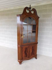 Potthast Federal Style Mahogany Inlay Corner Cabinet