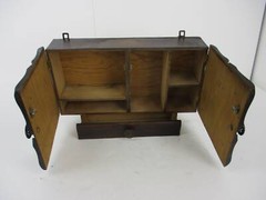large Apothecary Bathroom Medicine Kitchen Cabinet Wood Art deco Cut Glass