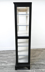Vintage Glass Front Black Painted Vitrine Display Cabinet