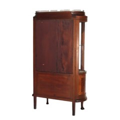Antique French Mahogany Banded Display Vitrine With Inlay & Ormolu C1890