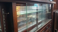 Large 1920’s Wood & Glass Apothecary Storefront Step Back Cabinet & Display Case