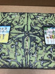 VTG 11×23 Double 4×6 Tin Ceiling Metal Green Photo Picture Frame Old 679-26B