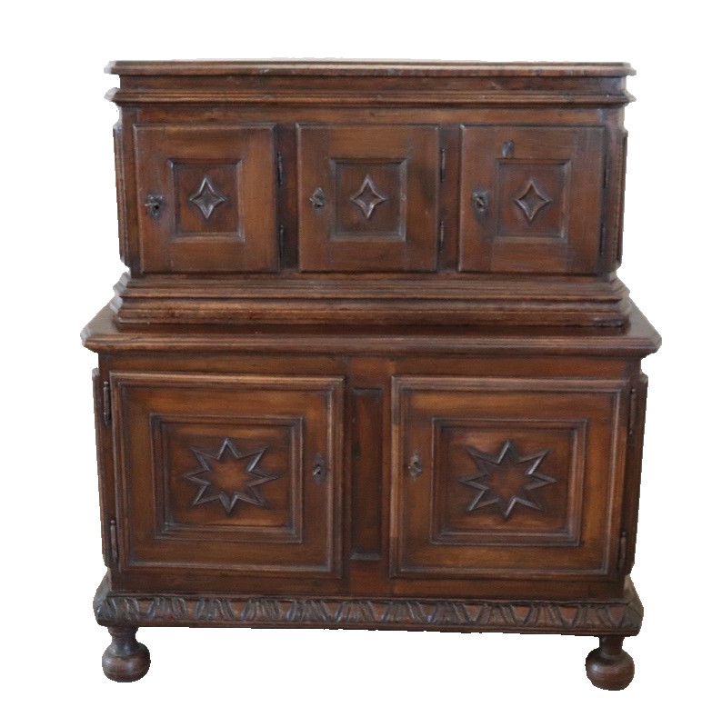 17th Century Italian Solid Walnut Antique Cupboard or Cabinet
