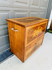 Beautiful Vintage Mid Century Art Decor Bavarian Inlaid Cocktail Dry Bar Cabinet