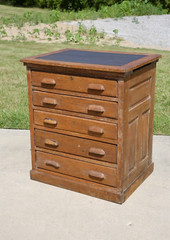Antique Apothecary Cabinet Slot Machine Stand Wood Drawer Tiger Oak counter VTG