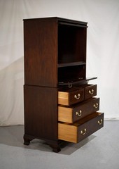 Vintage Chippendale Style Flip Top Media or Storage Unit with Faux Drawers