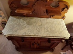 Antique Victorian Marble Top Wash Stand w/ Backsplash and Towel Bars 1875-1899