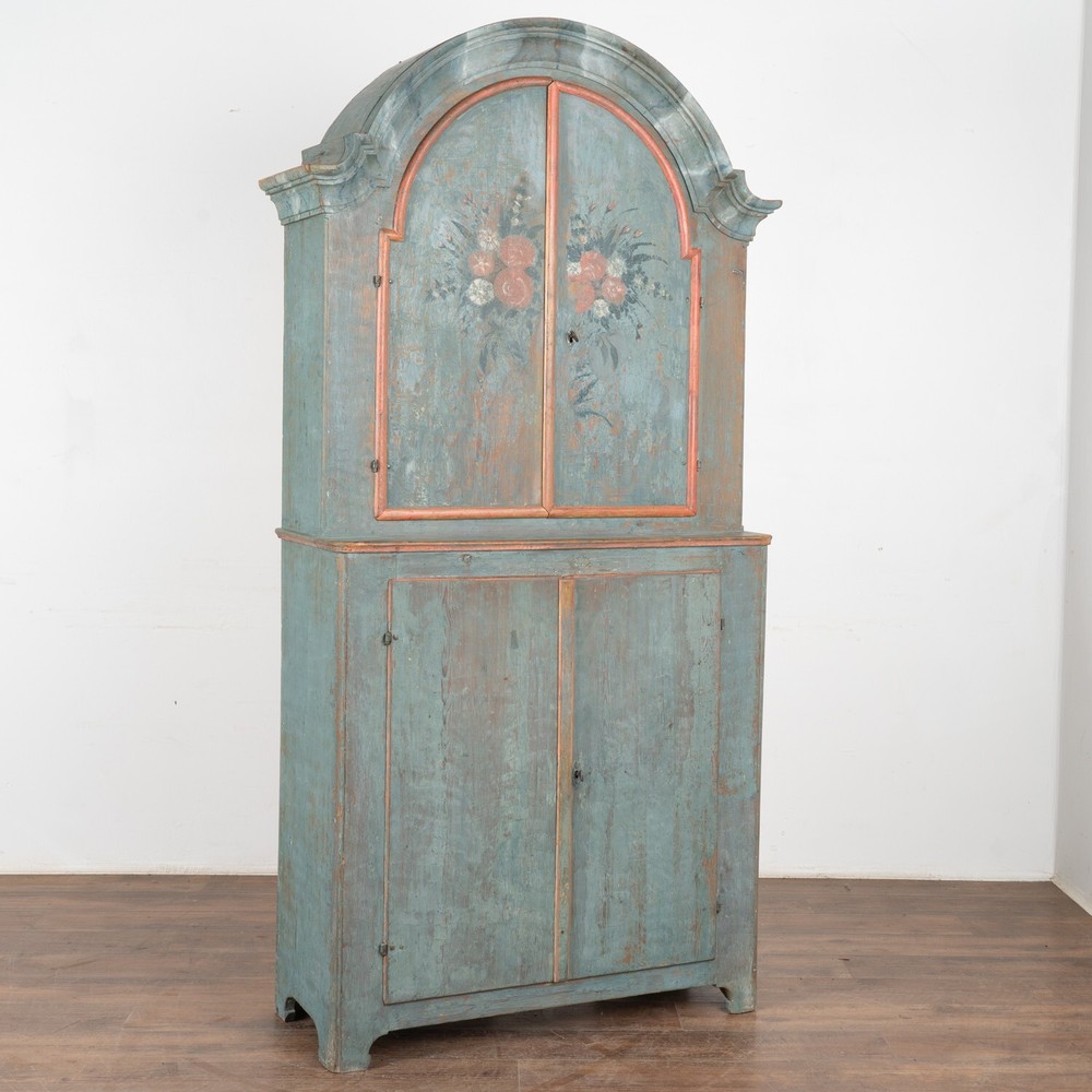Original Blue Painted Swedish Pine Cabinet, circa 1790-1810