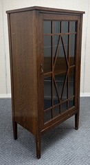 Antique Mission Style Glass Door Linen Cabinet by Udell Works Indianapolis USA