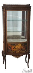 L72780: PAINES Vernis Martin Bow Front Mahogany Vitrine Display Cabinet
