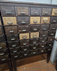 35 Drawer Catalog Bin Cabinet w/ Brass Hardware 47″ x 67″ x 18″ GS00878