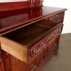 Antique Cupboard Art Nouveau Walnut Decorations Italy XIX Century Original