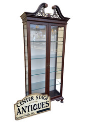 66239 Mahogany Arched Curio China Cabinet with Plate Glass Shelves