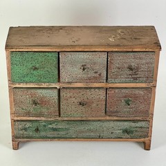 Americana Primitive Antique Apothecary Cabinet/Chest With Distressed Multi Color