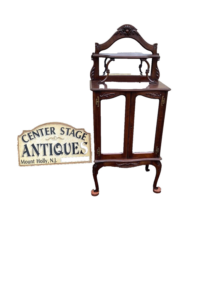 64992 Antique Victorian Mahogany Mirrored Storage Cabinet
