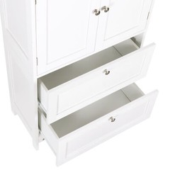 43.5″ Multi-Purpose Storage Cabinet with Adjustable Shelves, 2 Drawers White