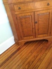 Tiger maple antique reproduction corner cupboard, custom made