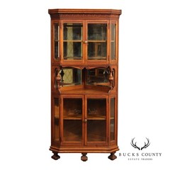 Antique Victorian Oak Corner China Cabinet