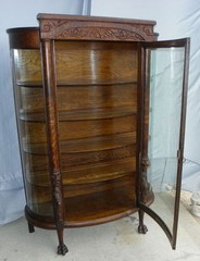 Antique Oak China or Curio Cabinet – Lion heads and claw feet