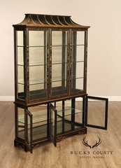 Chinoiserie Hand Painted Lighted China Display Cabinet