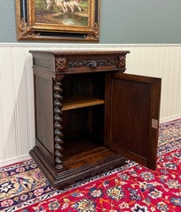 Antique French Jam Cabinet Cupboard Pedestal Barley Twist Drawer Oak Pheasant