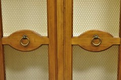 Vintage Baker Hollywood Regency Cherry Wood 2 Door Curio Cabinet Bookcase – Pair