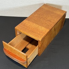 Vintage Wood 15x8x6.5” Recipe Box Card Catalog 1 Drawer Oak Library File Cabinet