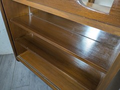Vintage Art Deco Gothic Tudor Wall Curio Cabinet Shelf Sliding Doors Quatrefoil