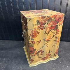 Vintage light beige Lacquer flower ,Vine Covered Stash Box 13in 8in 8in