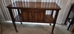 Mid Century Modern Bar Cart Cabinet Server Expanding Top Storage Rolling MCM