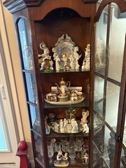 Black Forest Maple Cabinet Antique With All Natural Figurines From Europe