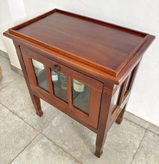 Antique French drinks cabinet, oak (1800s) found in Paris, with glass windows