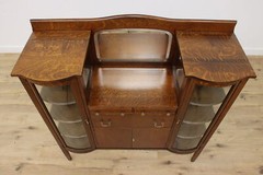 Craftsman Antique Oak China Display or Bar Cabinet #51061