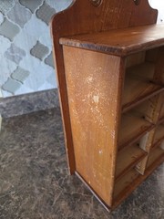 Antique Vintage Wood Spice Apothecary 8 Drawer hanging Cabinet Letters Intact