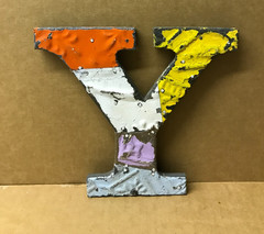 Decorative Salvaged Tin Ceiling 8″ Patchwork Mix Color Letter Y Metal 170-26B